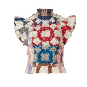 Sea NYC Multicolor Nohr Quilt Flutter Sleeve Top